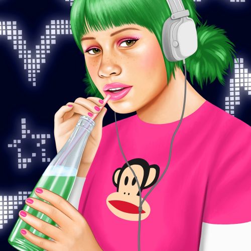 Soda girl commissioned portrait