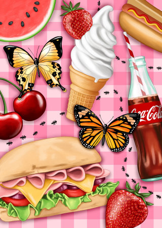 Juliette Toma's Picnic Feast Oil Painting