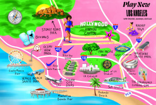 Diseño de mapa de atracciones de Los Ángeles.
