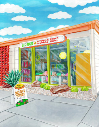 Realistic painting of Big Bud Desert Shop