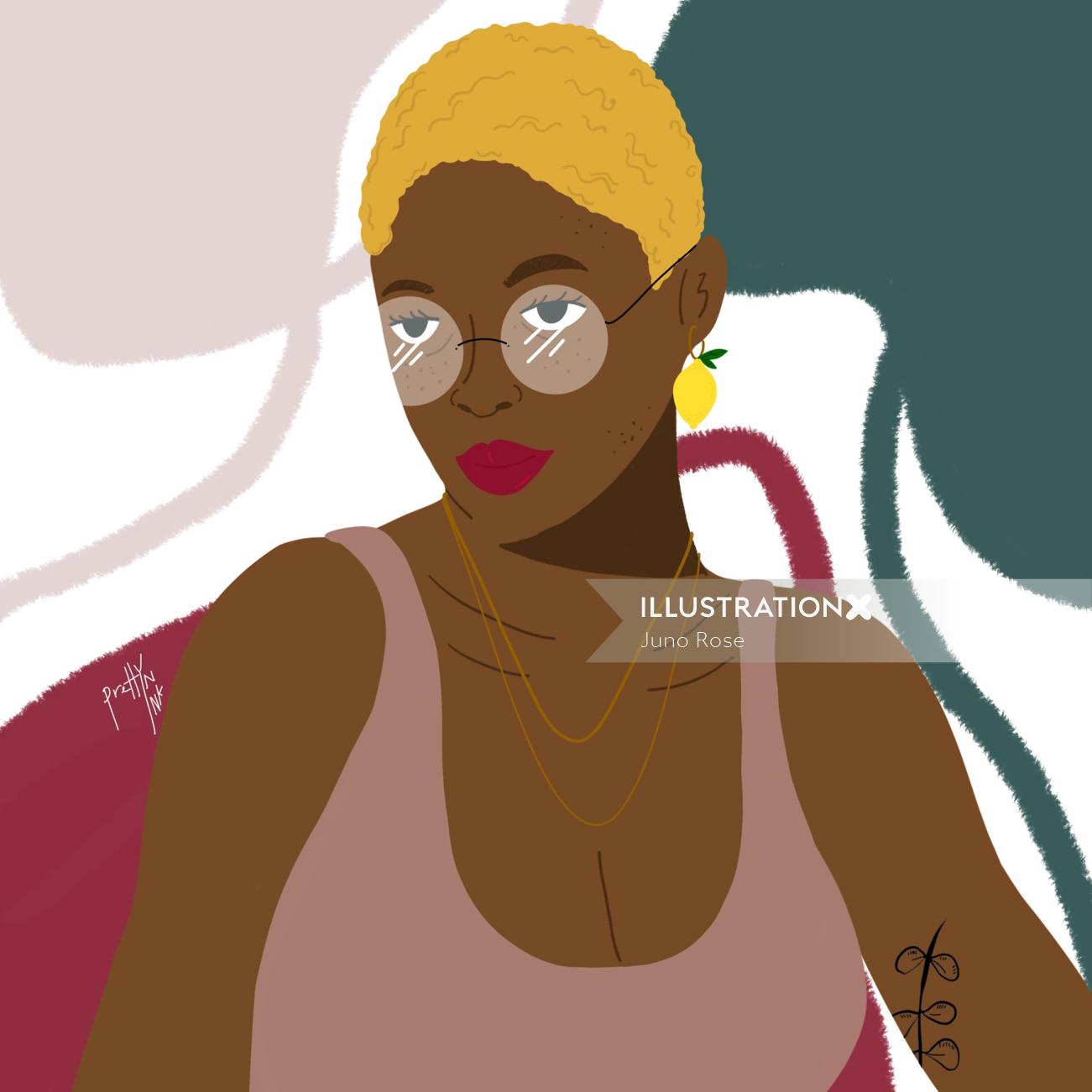 Artistic illustration of a stunning ebony woman