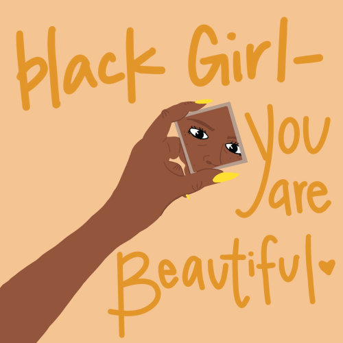 美しい黒人少女のイラスト