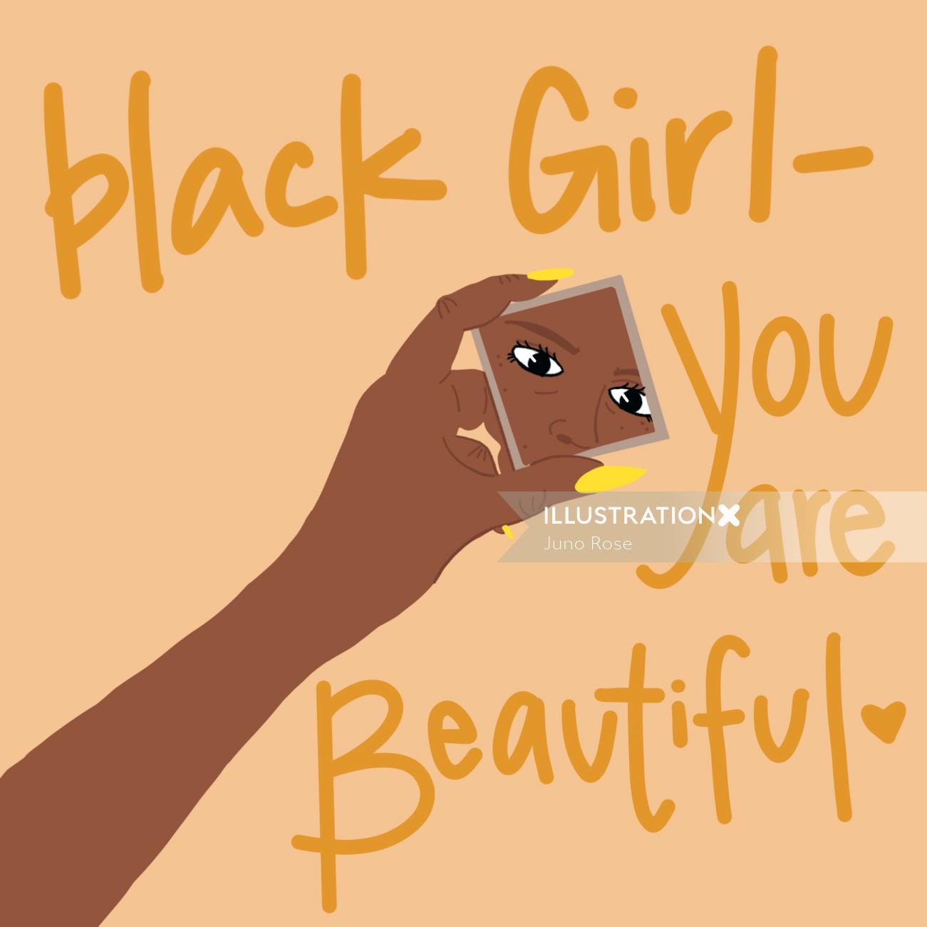Beautiful black girl illustration