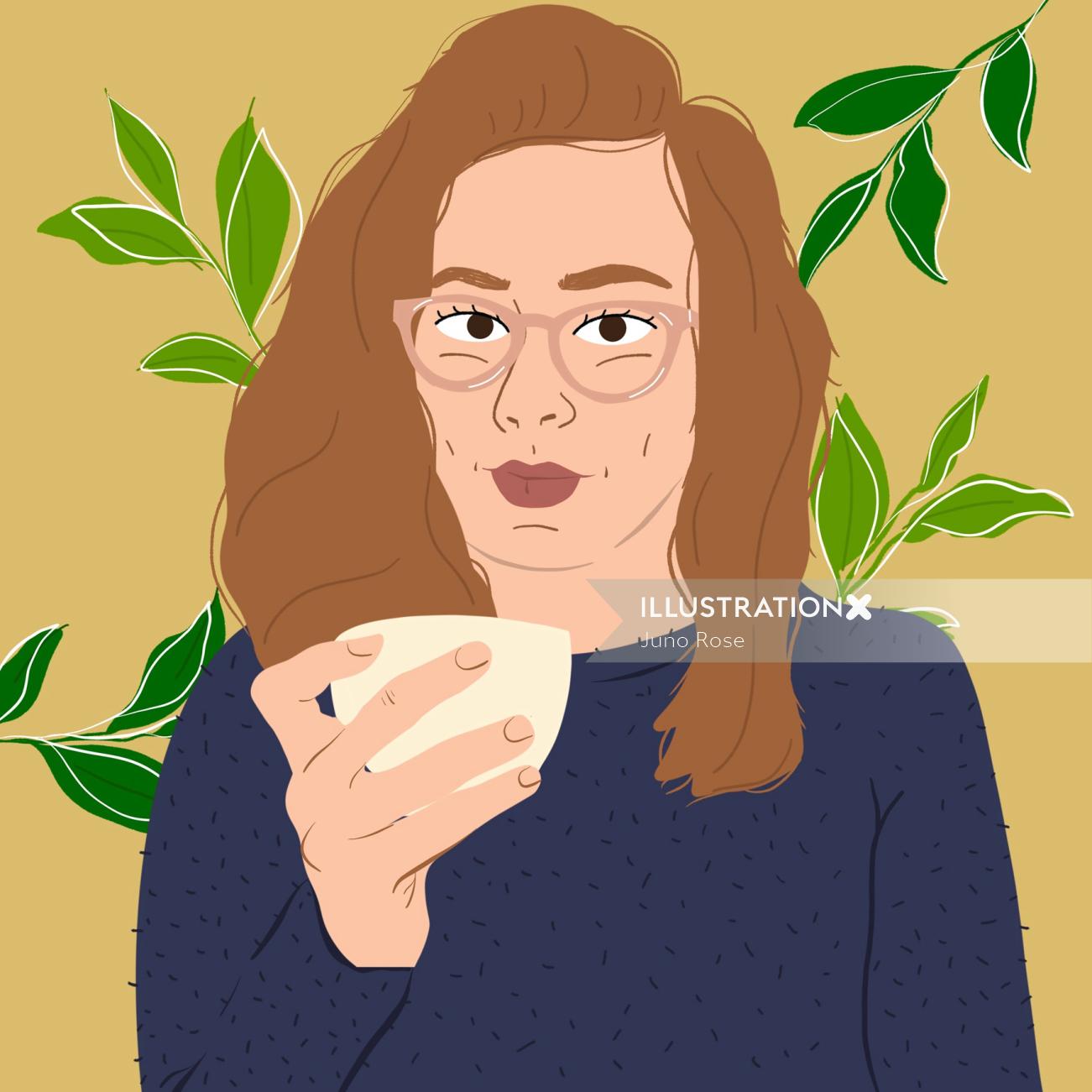 Woman with a coffee cup digital art