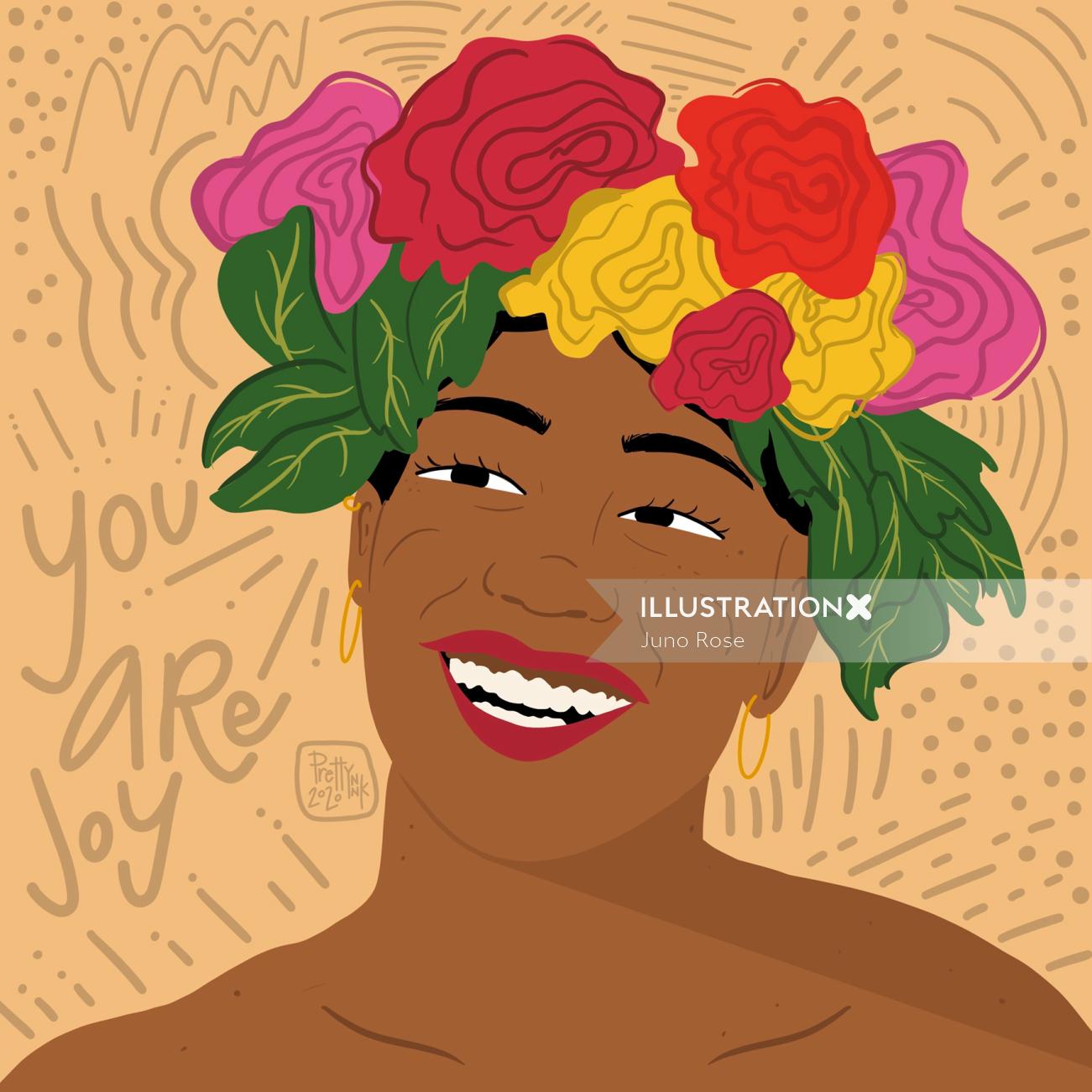 Portrait d&#39;une femme avec couronne de fleurs