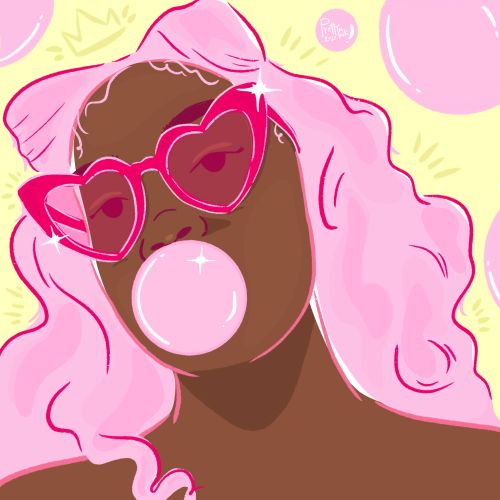 Bubble gum girl portrait artwork