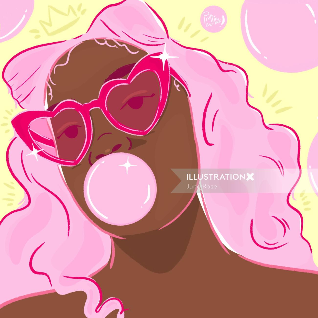 Bubble gum girl portrait artwork