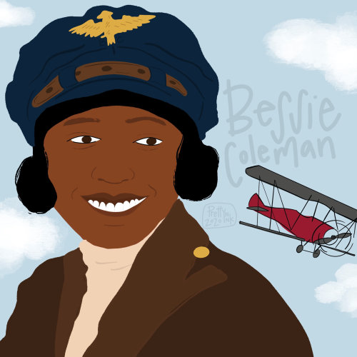 Digital painting of Bessie Coleman, American aviator