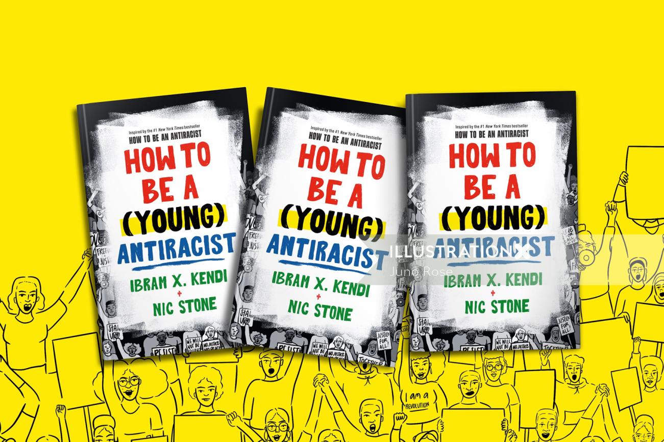 Book covers illustration of "How to Be a (Young) Antiracist"
