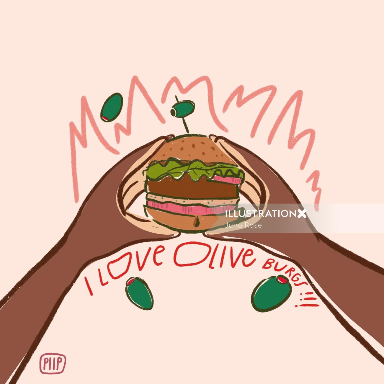 Olive Burger as a picture of food
