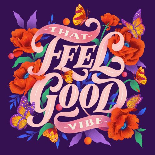 Whimsical illustration for the Valentine’s Day for all about that feel good vibe