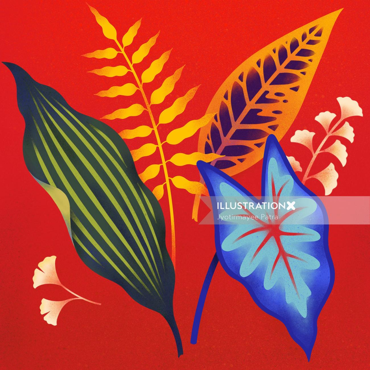 Ilustración de gráficos de bosquejo de hojas