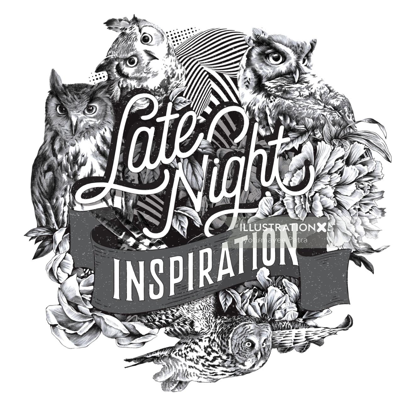 Late Night Inspiration hand-lettered art piece.