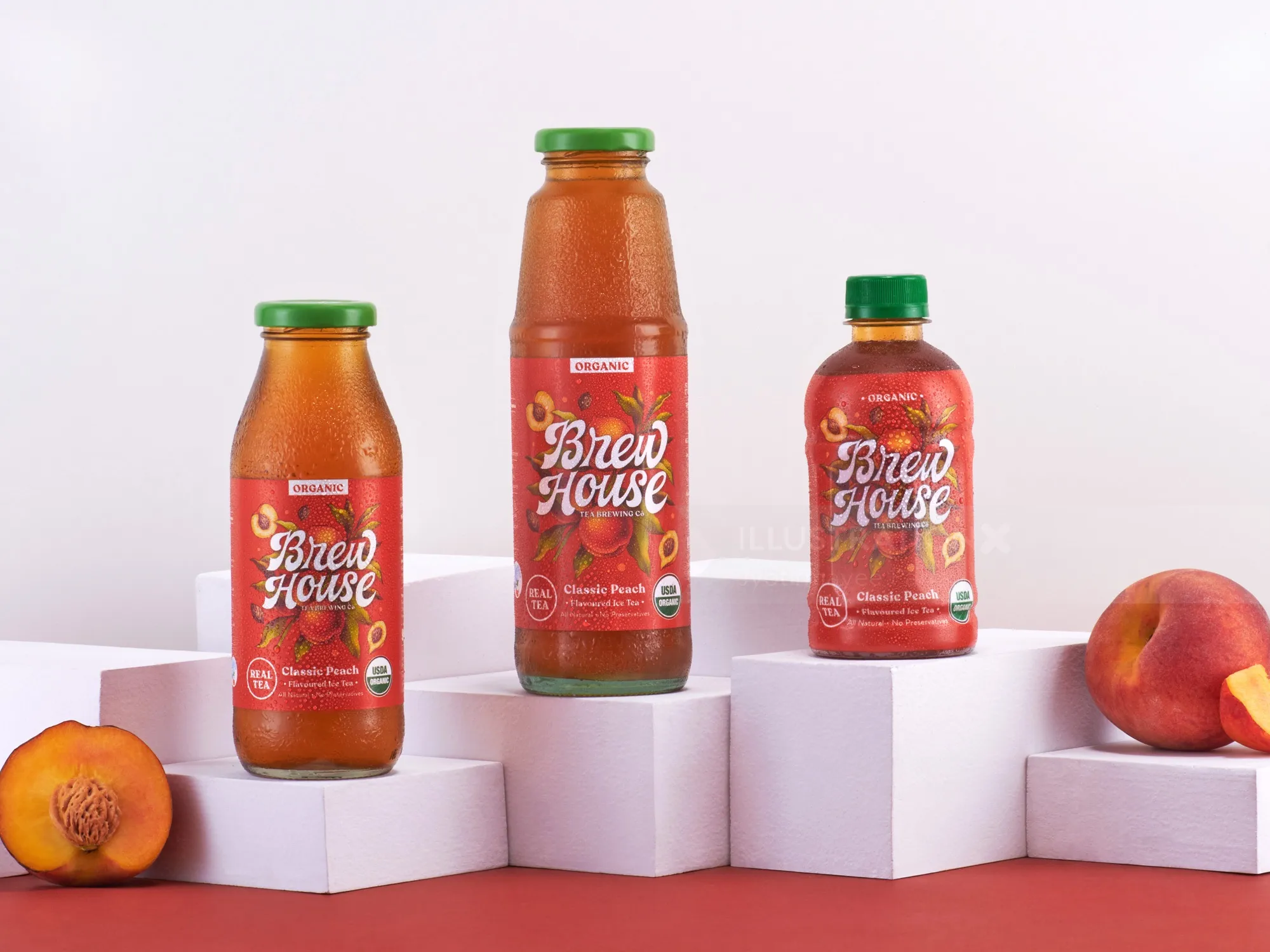 Brewhouse organic iced tea label and illustration