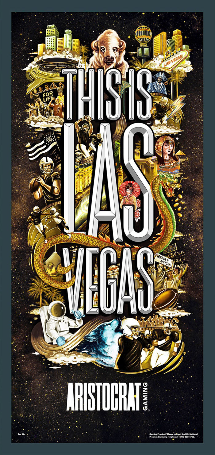 Aristocrat x Las Vegas Raiders: Massive billboard graphic