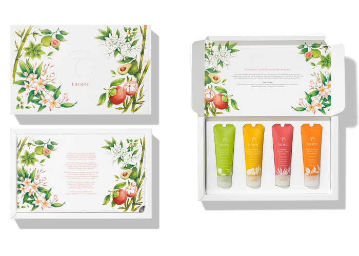 Tropic Skincare's 2021 festive collection packaging
