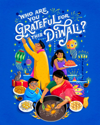 Ilustración del cartel de Diwali de Facebook