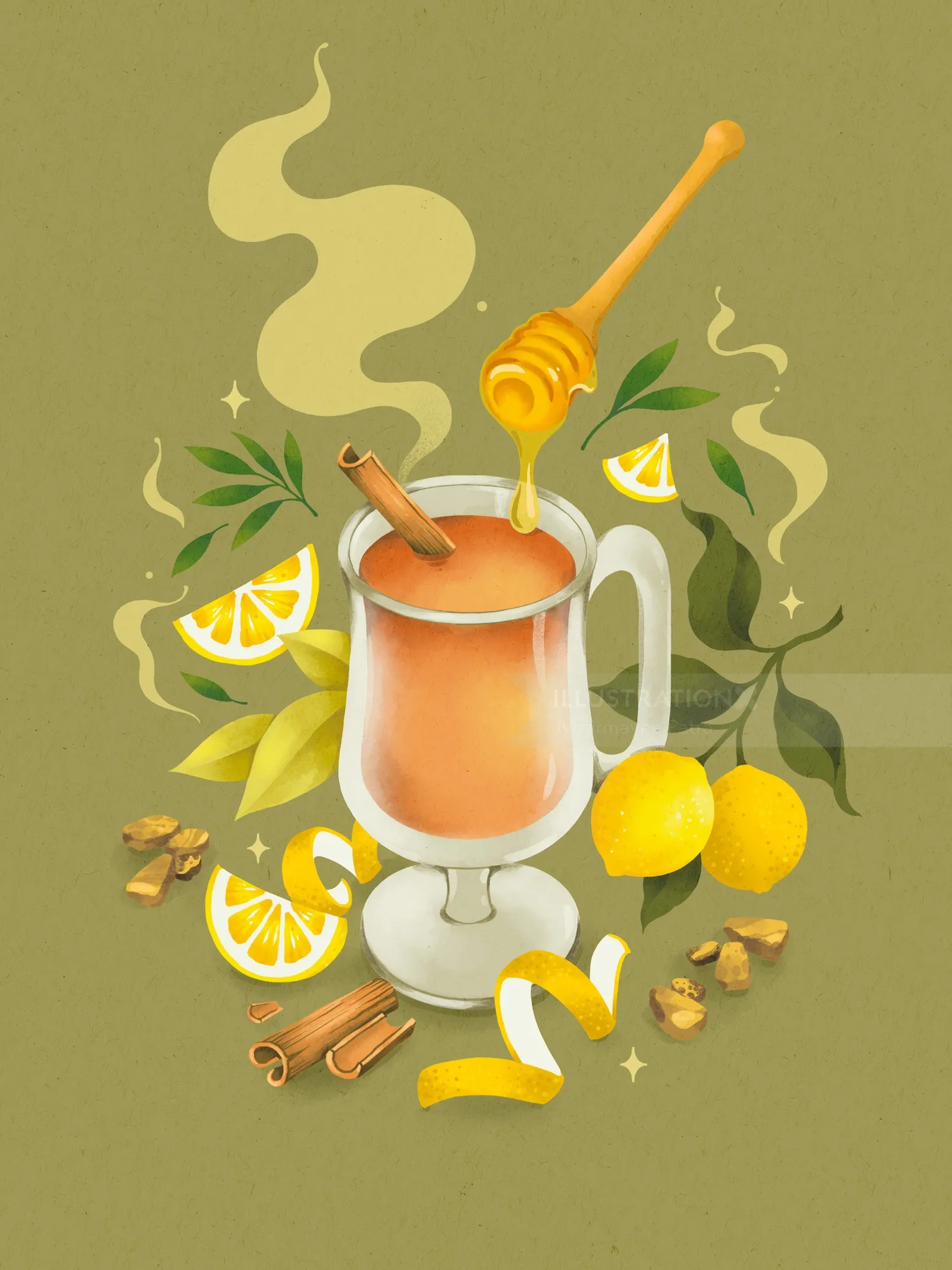Interior illustrations for Magical Cocktails for Witches book