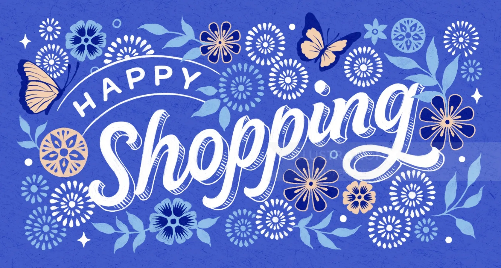 Happy shopping card calligraphy