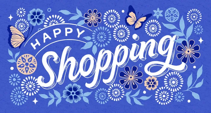 Happy shopping card calligraphy