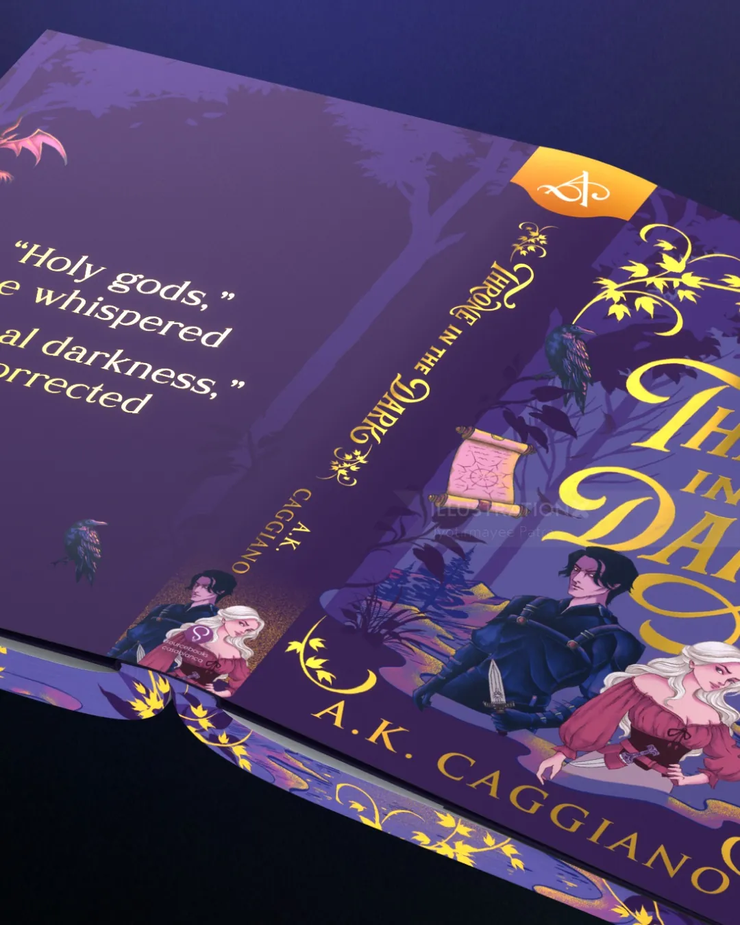 Book cover for Throne in the Dark by A.K. Gaggiano with fantasy artwork by Jyotirmayee Patra