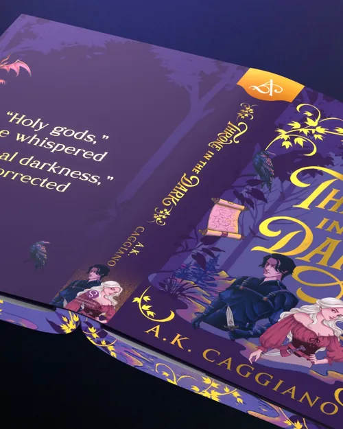 Book cover for Throne in the Dark by A.K. Gaggiano with fantasy artwork by Jyotirmayee Patra
