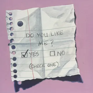 Crumpled paper with a note asking 'Do you like me?' and checkboxes