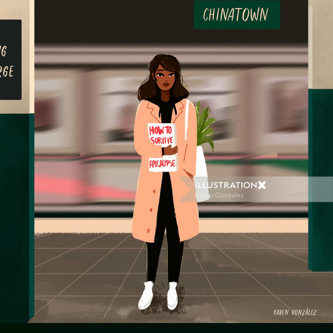 Gif animation of girl at Train Station