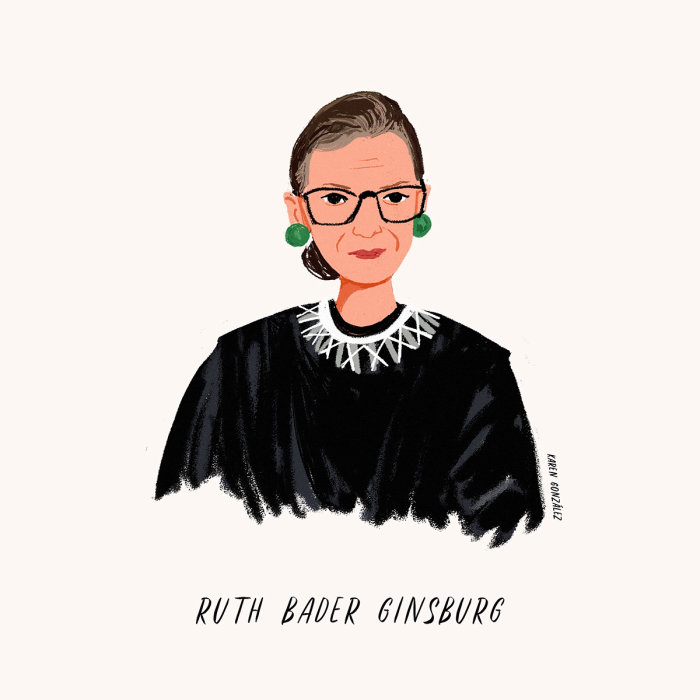 Peinture de Ruth Bader Ginsburg, ancienne juge associée de la Cour suprême des États-Unis