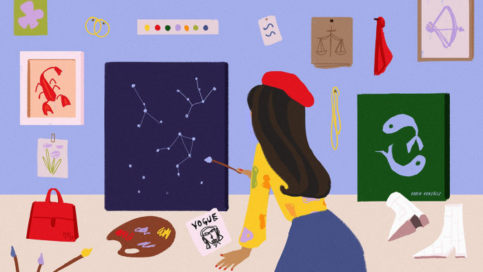 Illustration éditoriale des horoscopes pour Vogue Mx, décembre 2020.