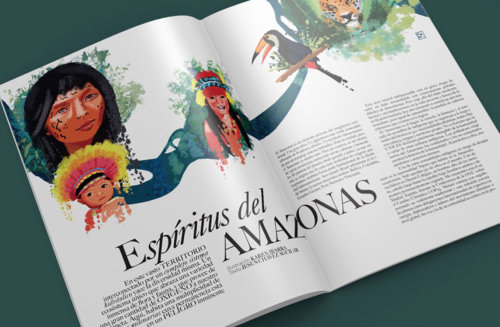 Ilustración editorial para Vogue Latam sobre el estilo de vida amazónico