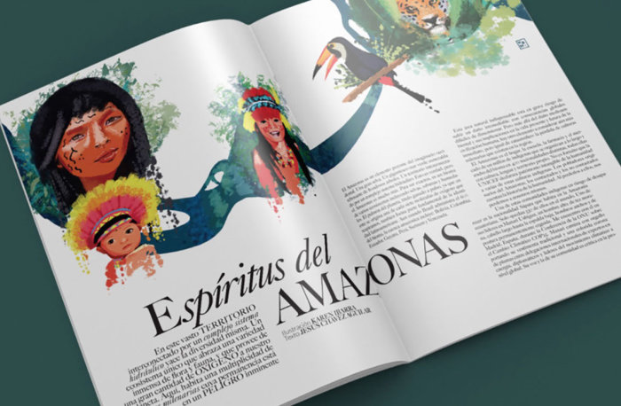 Illustration éditoriale pour Vogue Latam sur le style de vie Amazonas