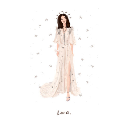 Lana Del Rey red carpet fashion by Karen Gonzalez