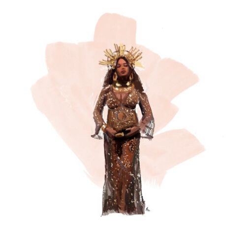 Illustration of Beyoncé's red carpet fashion