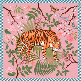 Lenço de seda com estampa de tigre Karen Mabon