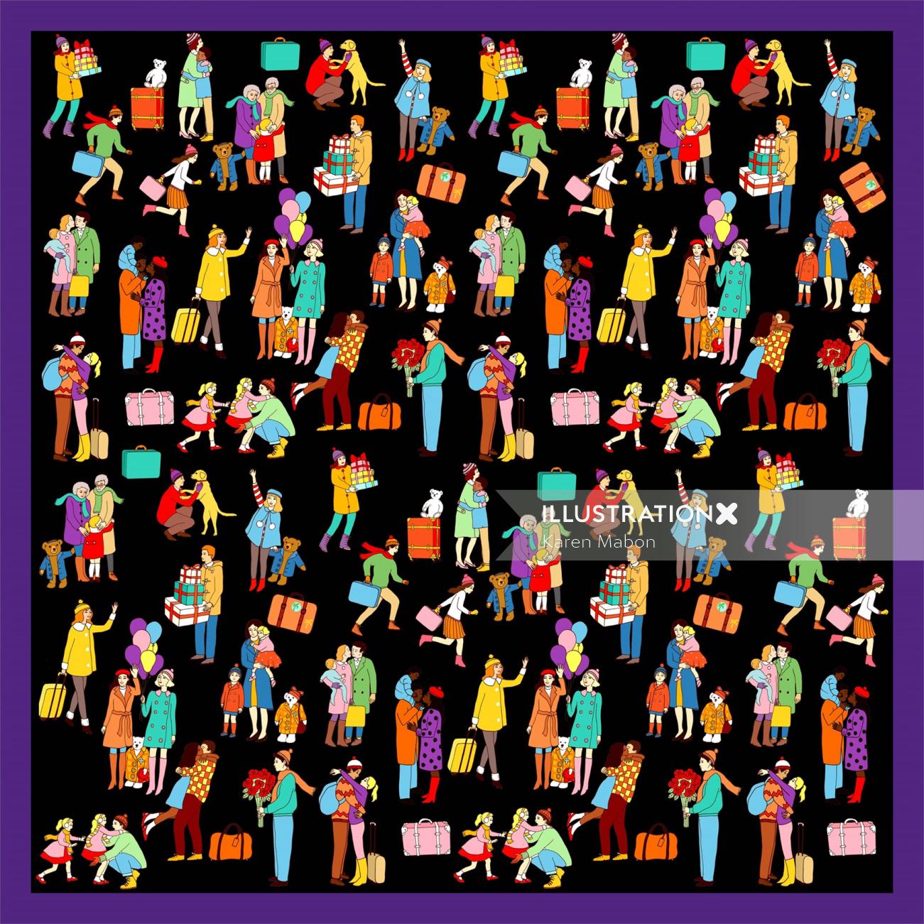 'Home for Christmas' Limited edition silk scarf by karen mabon