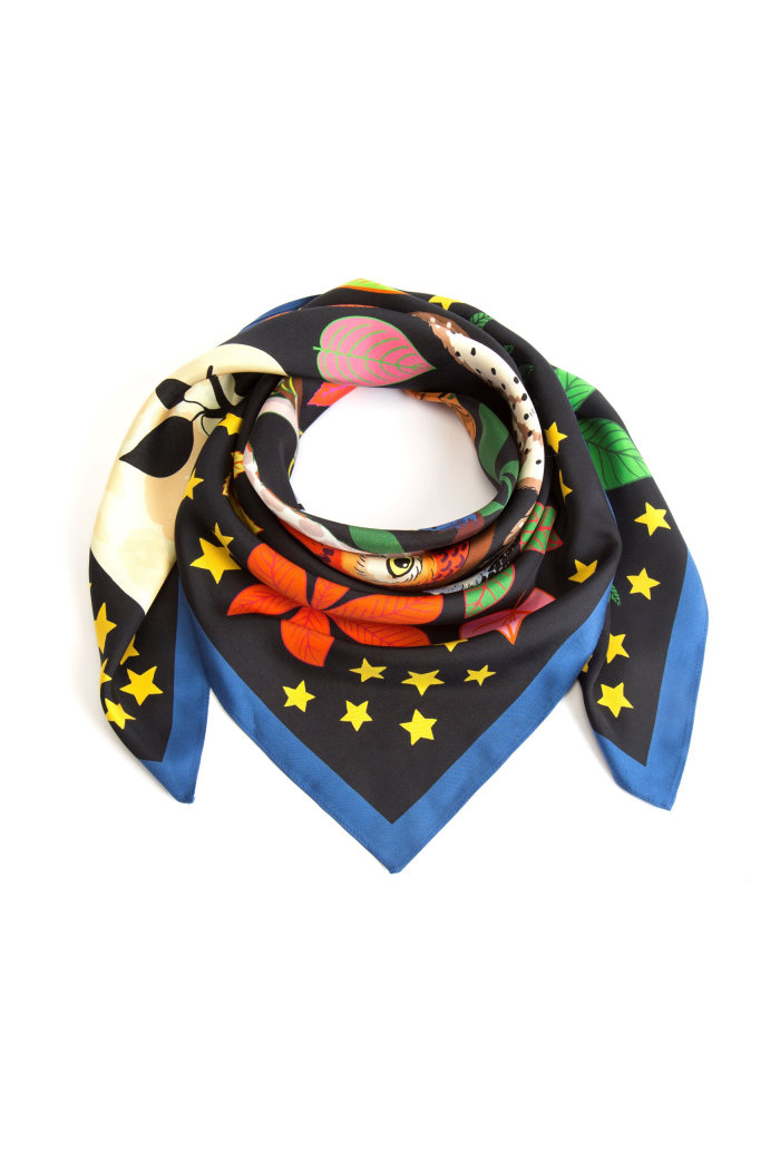 A Rolled Silk Scarf of Parliament of Night Owls 