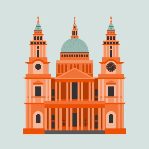 Illustration of St Paul's Cathedral facade by Kate Snell