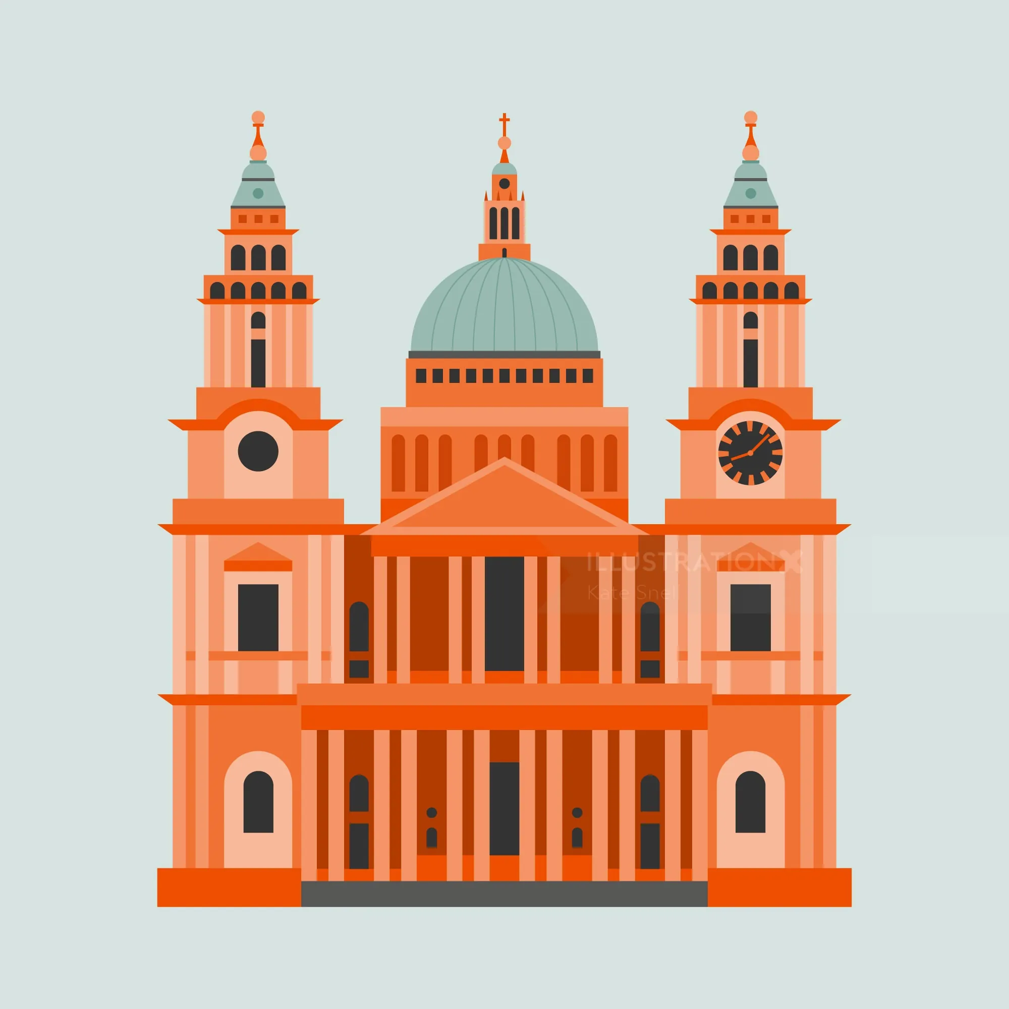 Illustration of St Paul's Cathedral facade by Kate Snell
