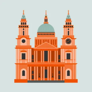 Illustration of St Paul's Cathedral facade by Kate Snell