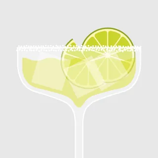 Illustration of a lime cocktail in a coupe glass by Kate Snell