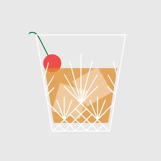Crystal whiskey glass with cherry garnish by Kate Snell