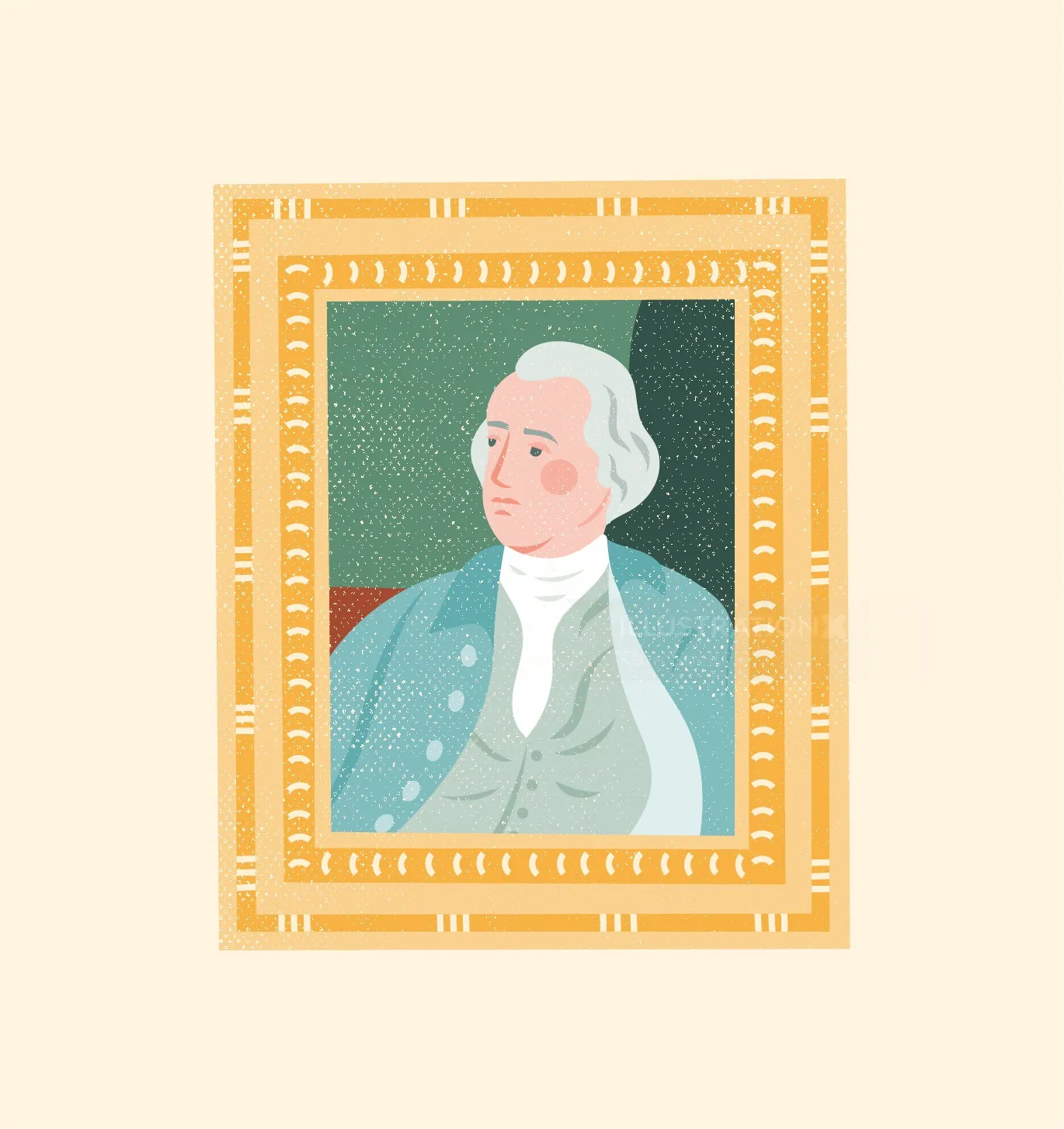 Portrait of a historical figure in a decorative gold frame