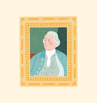 Portrait of a historical figure in a decorative gold frame