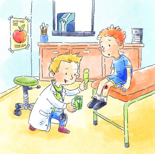 Cartoon & Humour doctor treating a wound