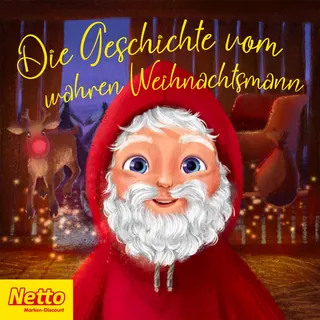 Illustration of Santa Claus with white beard and red hood by Katharina Madesta