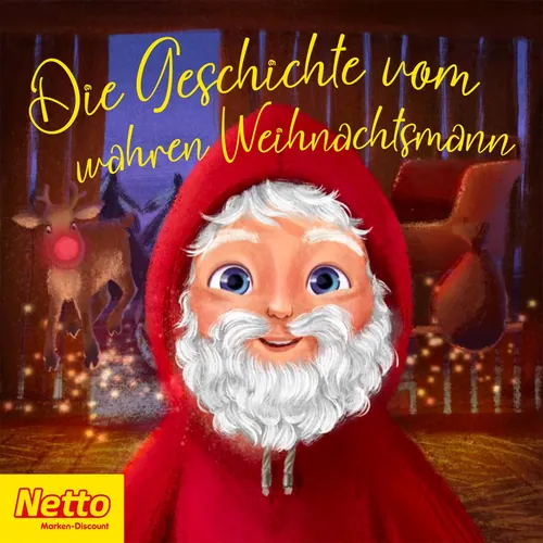 Illustration of Santa Claus with white beard and red hood by Katharina Madesta