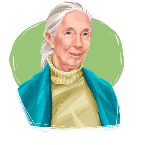 Digital portrait of an elderly woman in blue shawl by Katharina Madesta