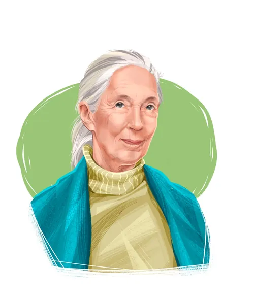 Digital portrait of an elderly woman in blue shawl by Katharina Madesta
