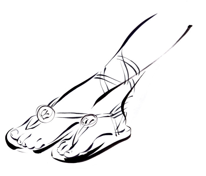 女性の足のラインアート